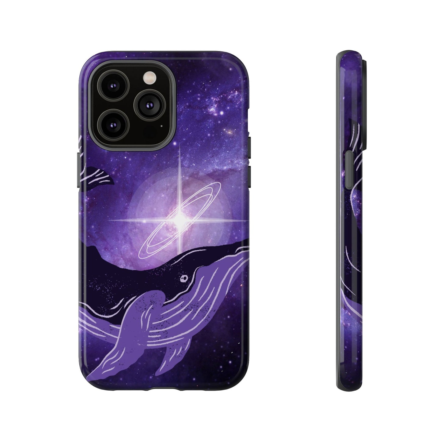 Purple Whale in Outer Space Phone Case