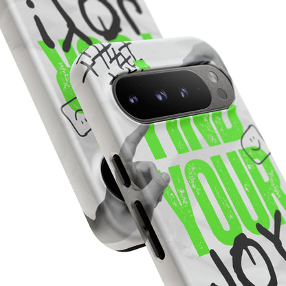 White Green Grunge Find Your Joy Phone Case