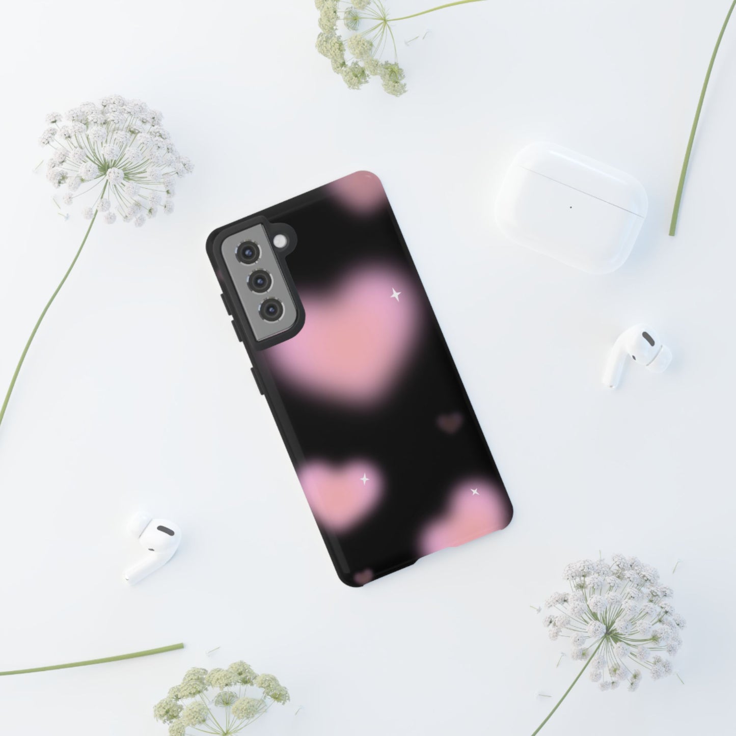 Black and Pink Blurry Heart Phone Case