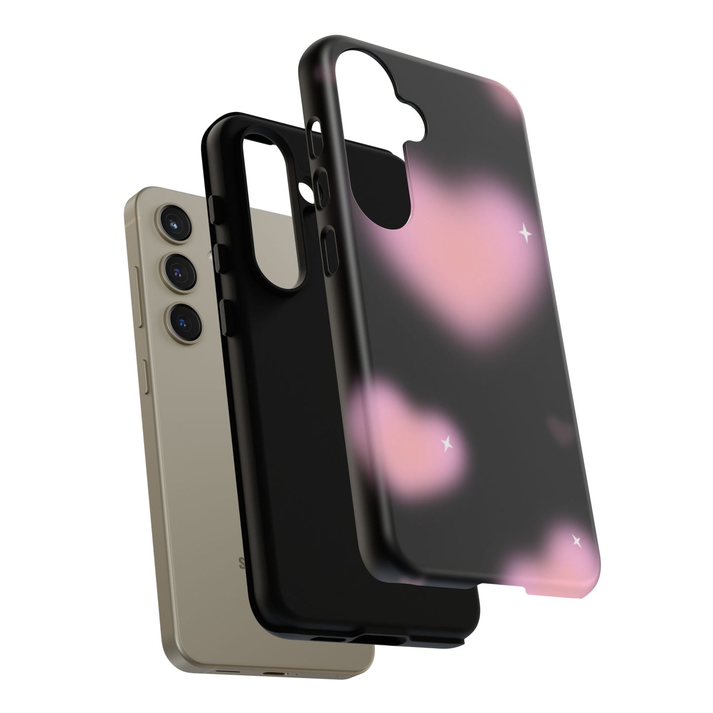Black and Pink Blurry Heart Phone Case
