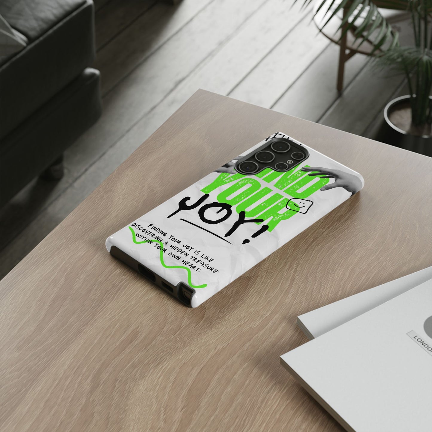 White Green Grunge Find Your Joy Phone Case