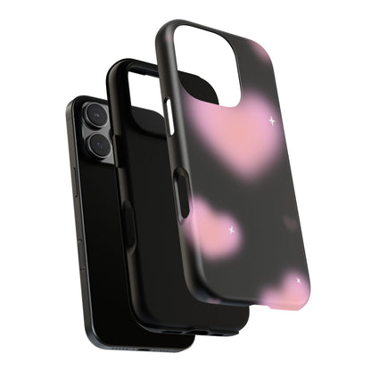 Black and Pink Blurry Heart Phone Case
