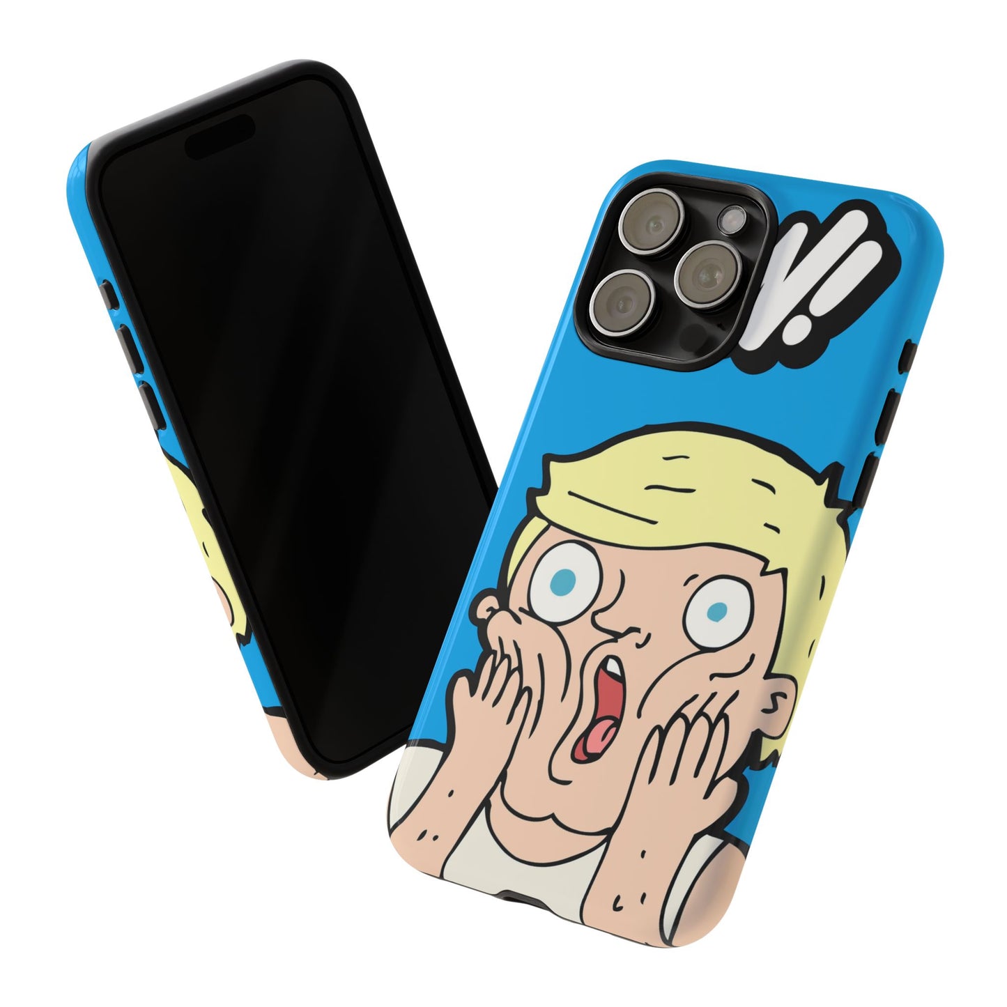 Blue Illustrated Shocked Man Phone Case
