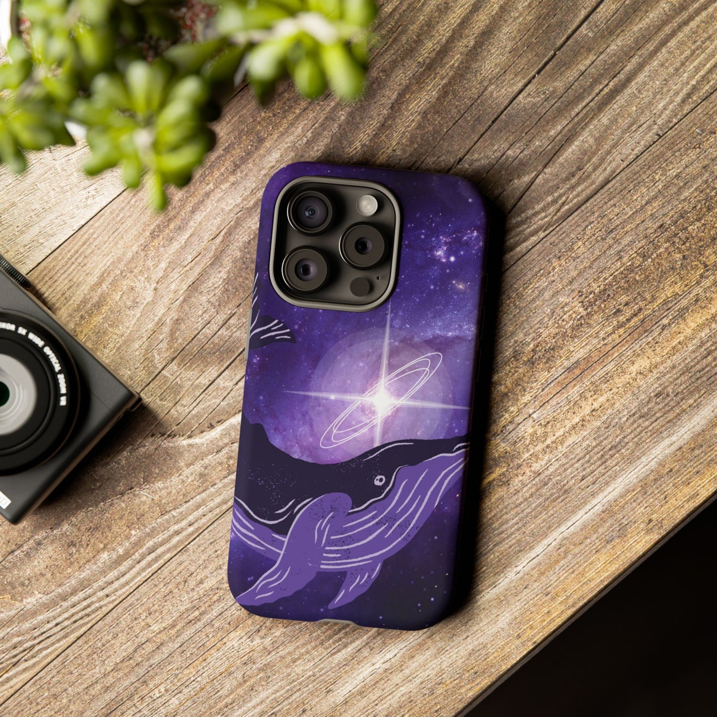 Purple Whale in Outer Space Phone Case