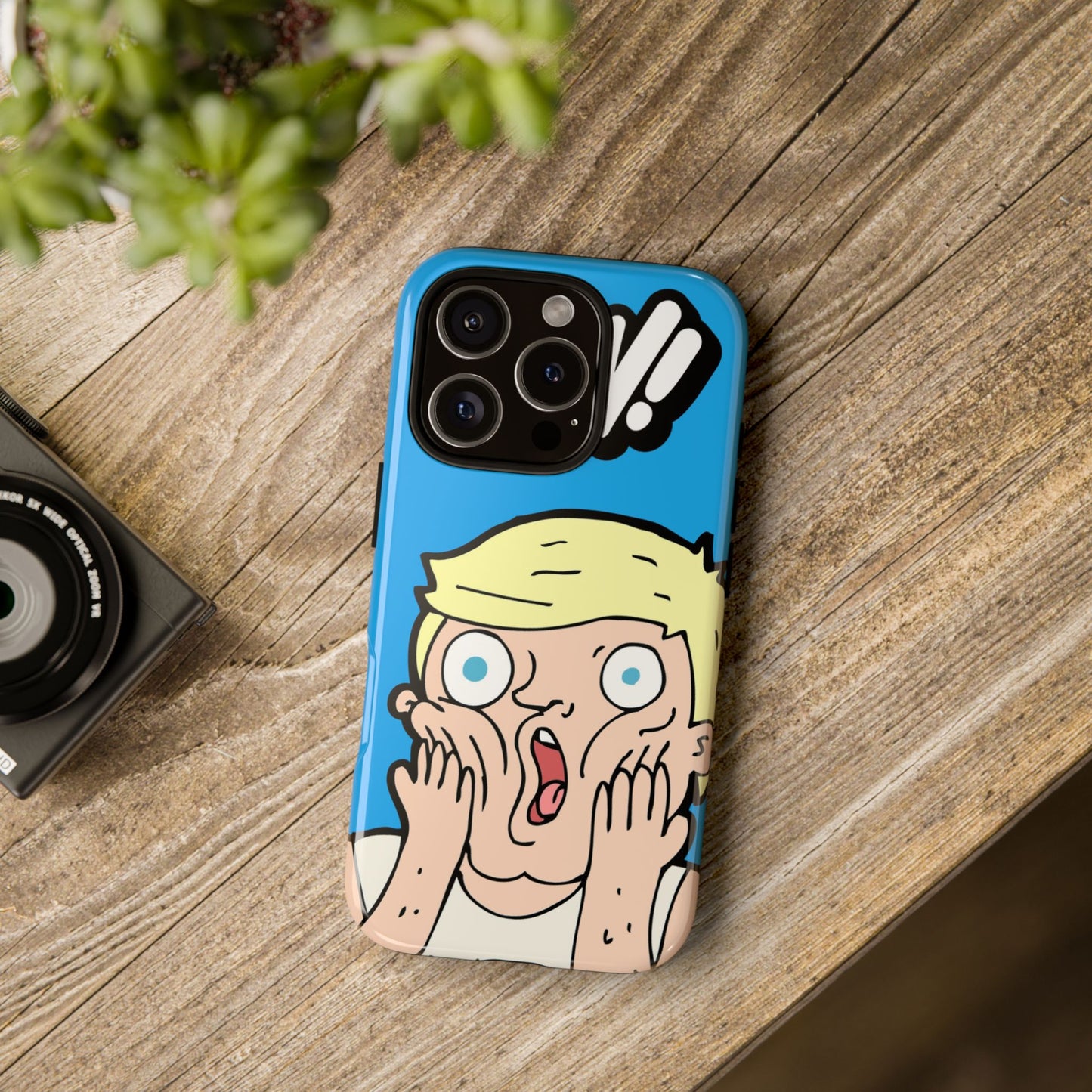 Blue Illustrated Shocked Man Phone Case