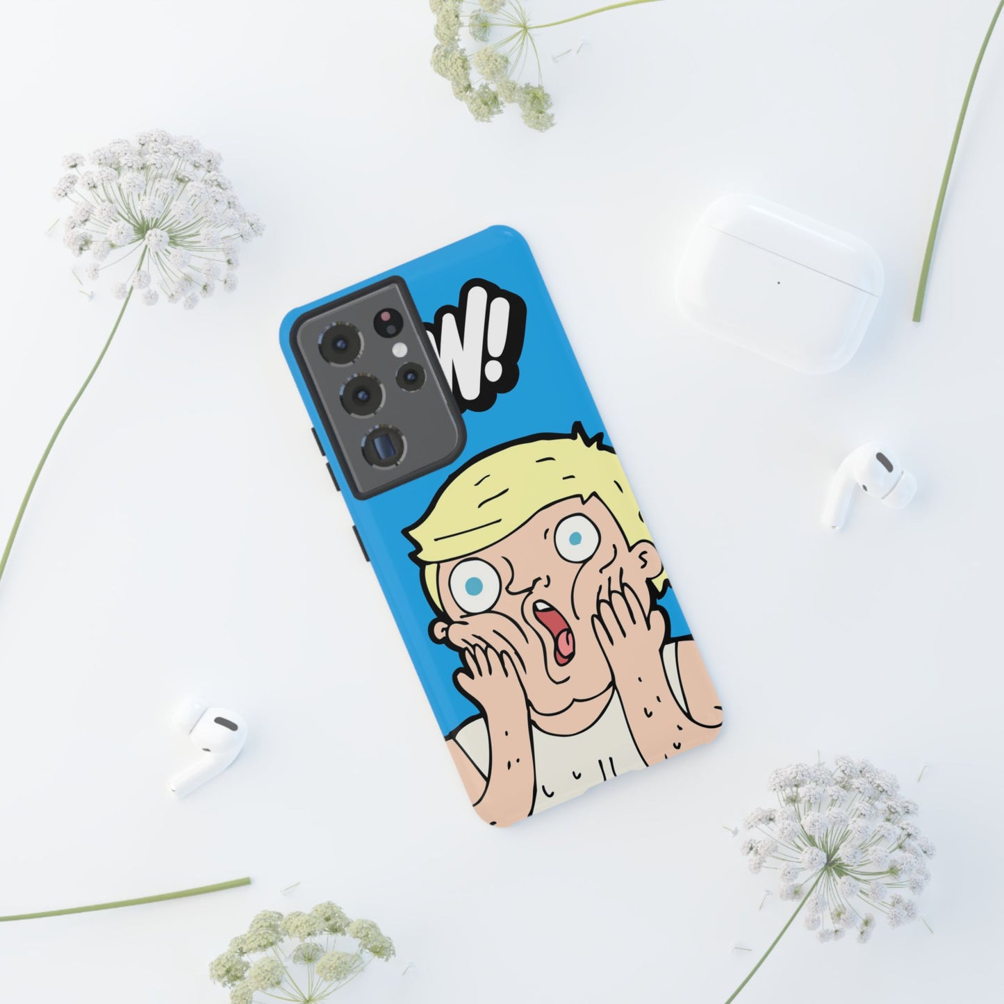 Blue Illustrated Shocked Man Phone Case