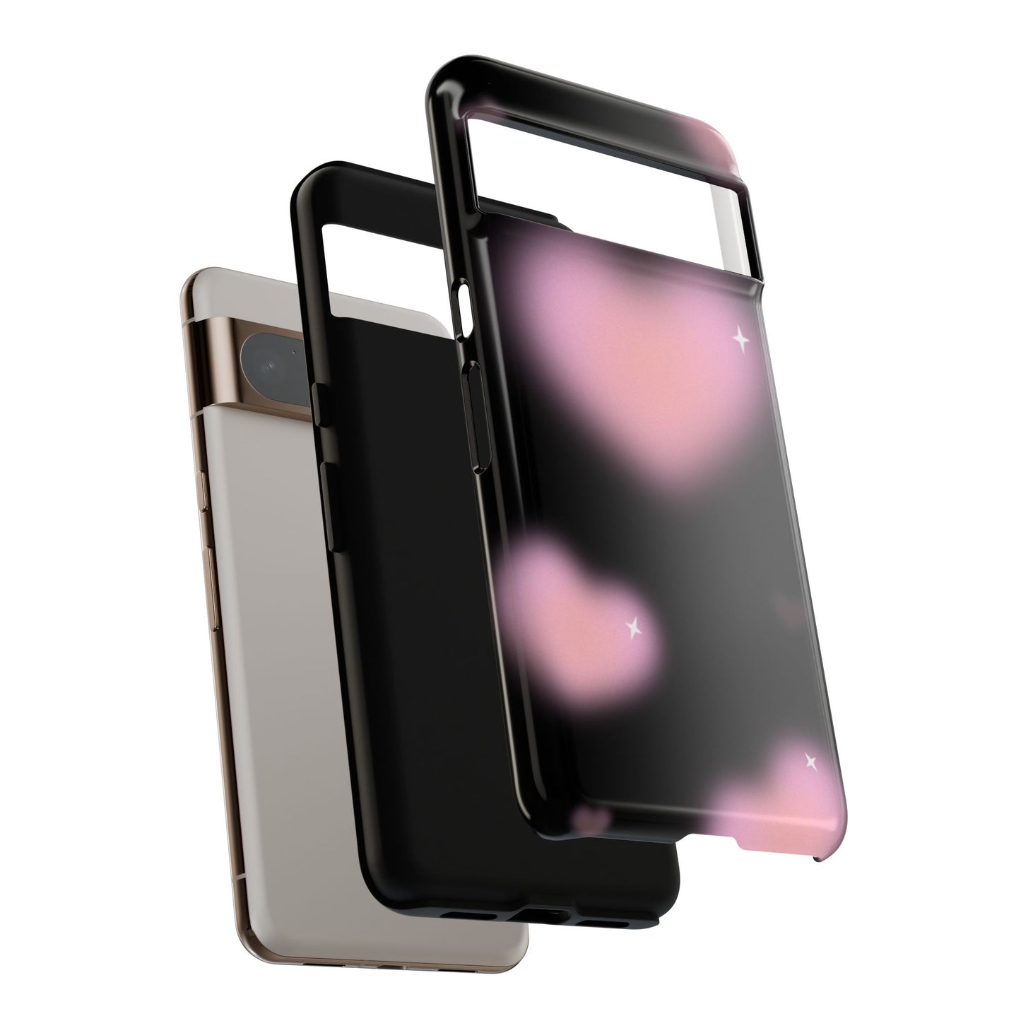 Black and Pink Blurry Heart Phone Case