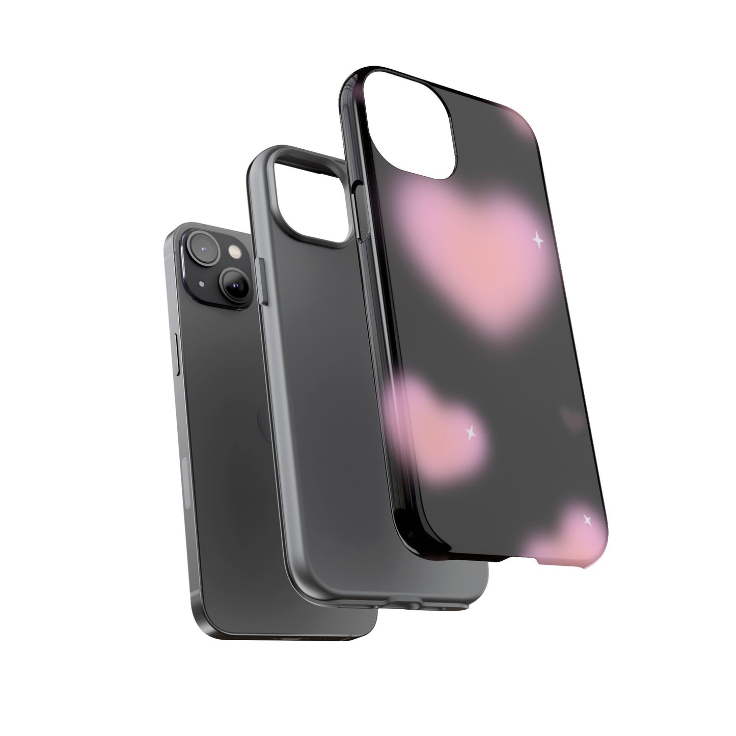 Black and Pink Blurry Heart Phone Case