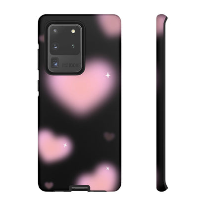 Black and Pink Blurry Heart Phone Case