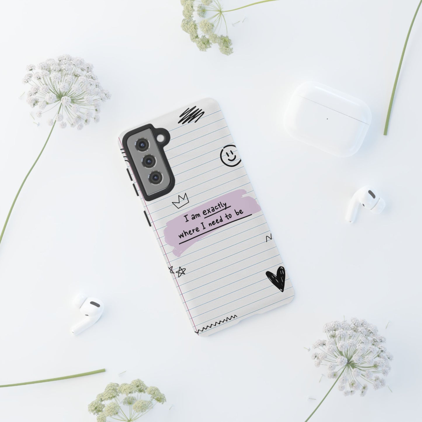 Self Affirmation Doodle Paper Phone Case