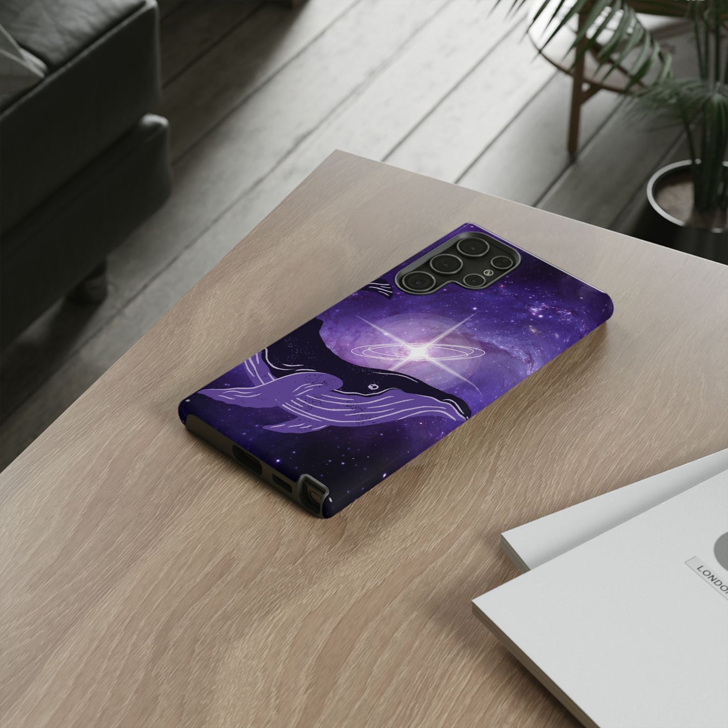 Purple Whale in Outer Space Phone Case