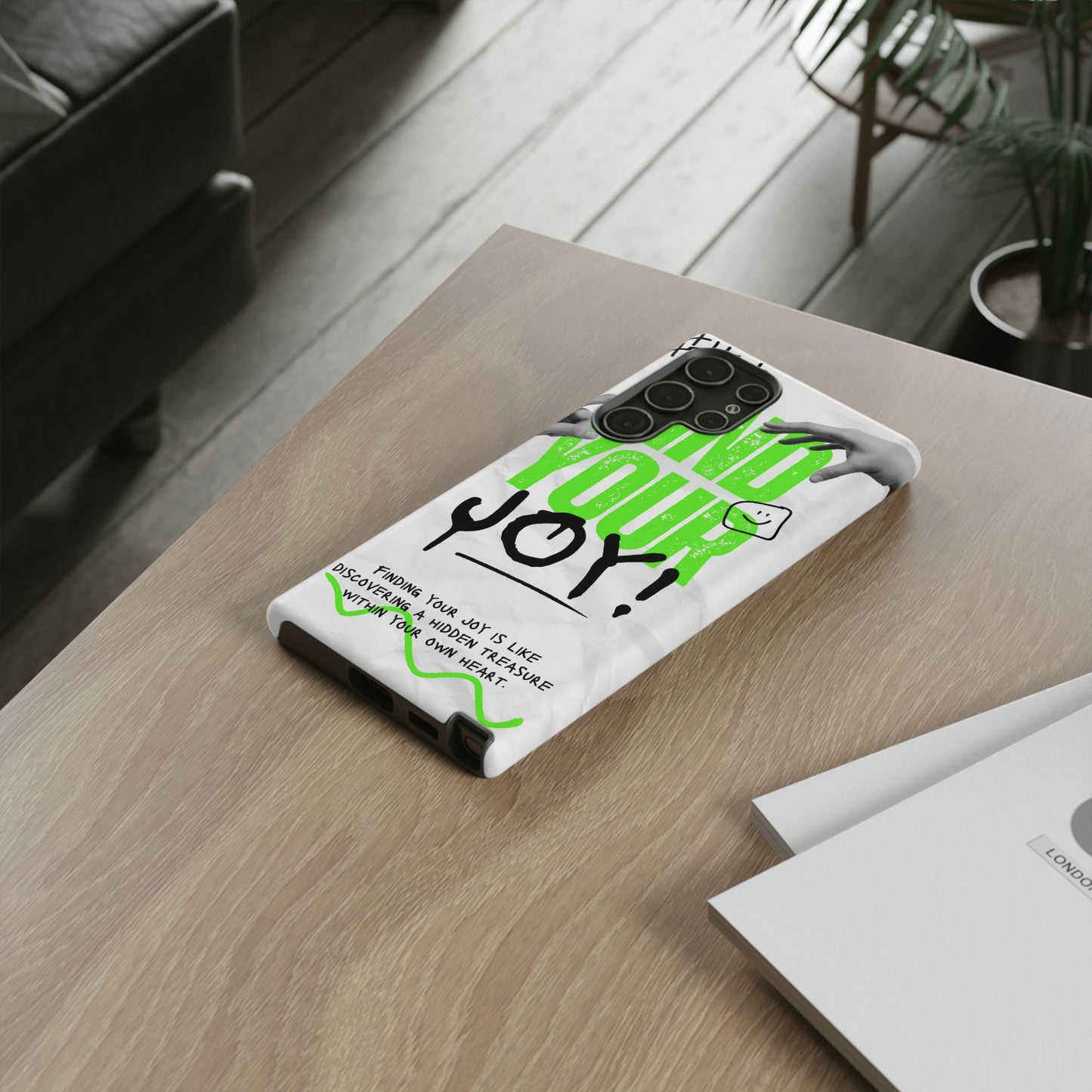 White Green Grunge Find Your Joy Phone Case