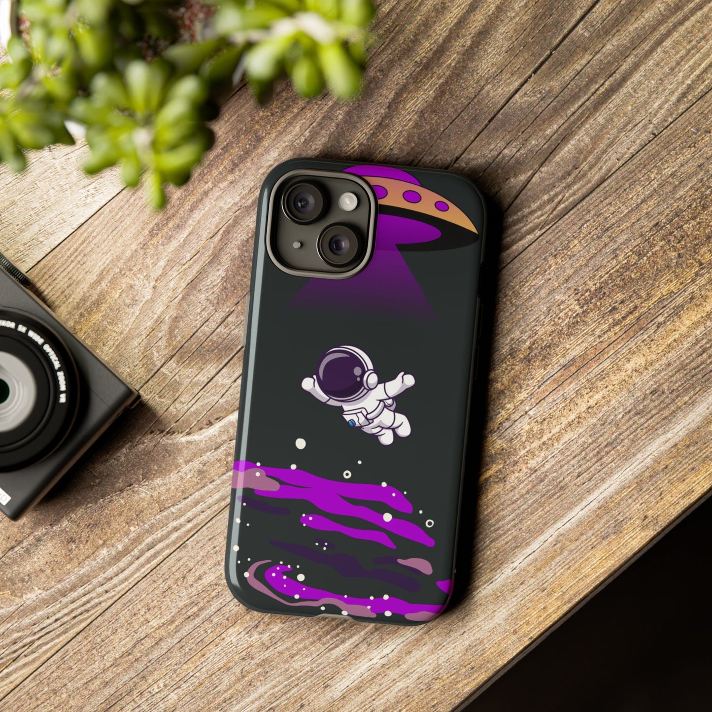 Black and Purple Minimalist Modern Space Phone Case
