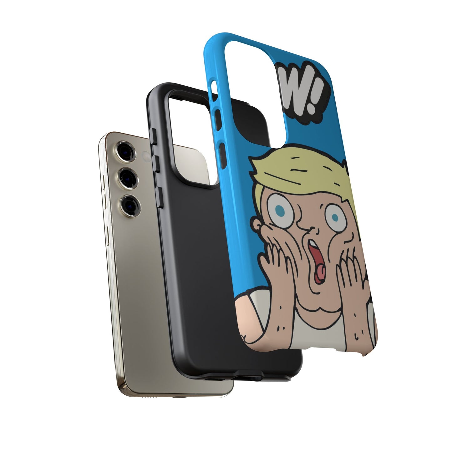 Blue Illustrated Shocked Man Phone Case