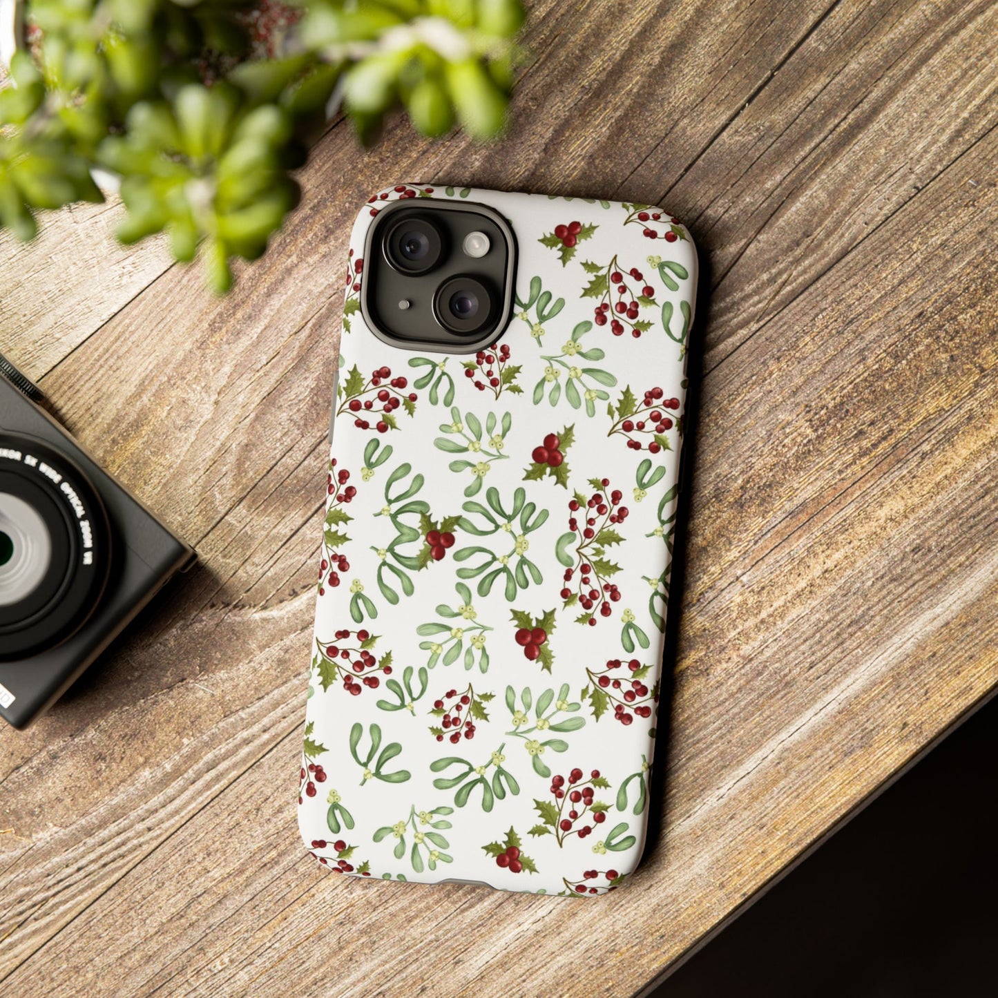 Red Green Watercolor Chriatmas Phone Case