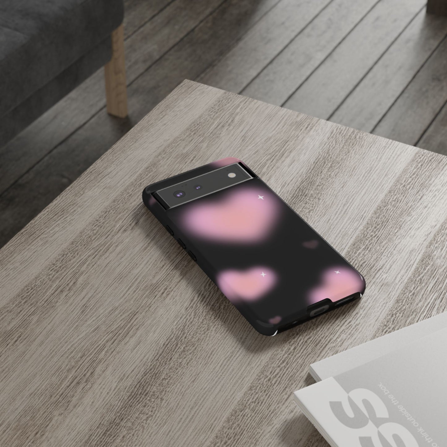 Black and Pink Blurry Heart Phone Case