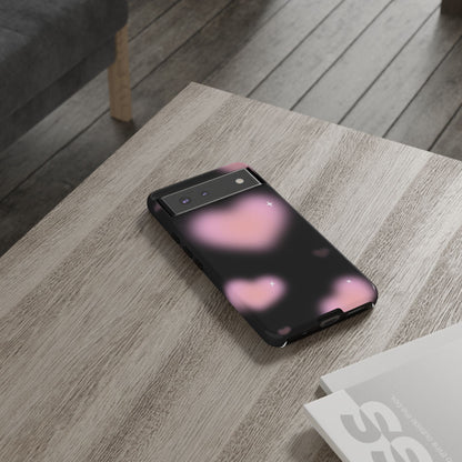 Black and Pink Blurry Heart Phone Case