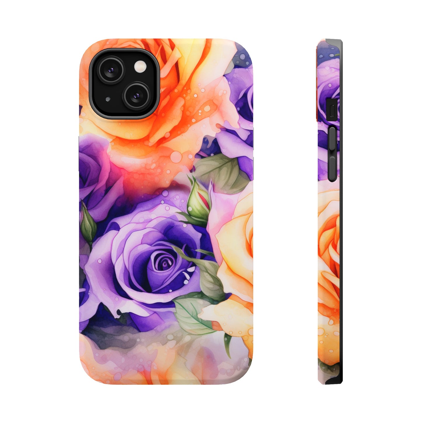 Vibrant Purple and Gold Floral Pattern Magnetic iPhone Case