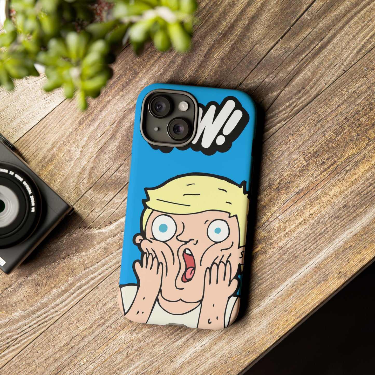 Blue Illustrated Shocked Man Phone Case