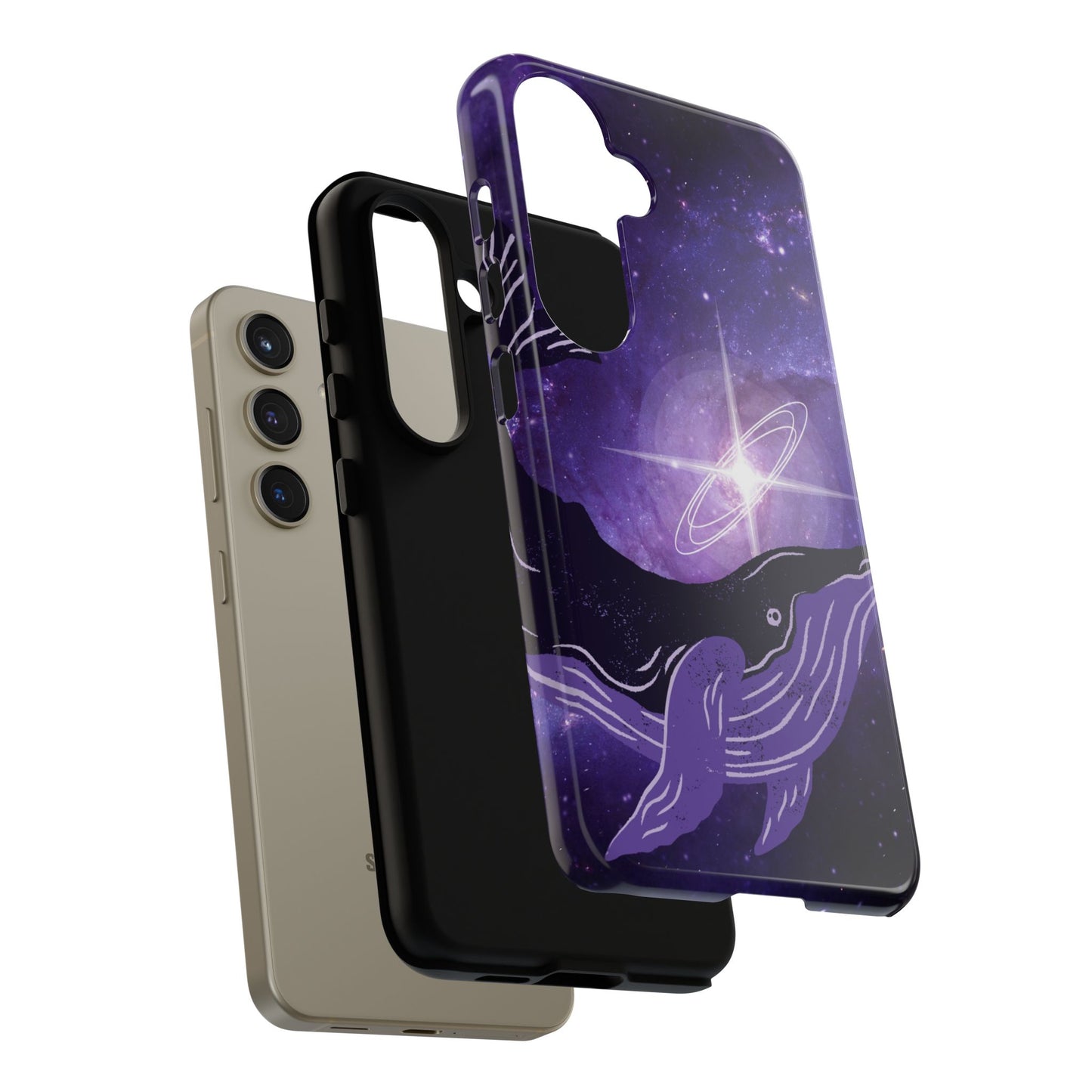 Purple Whale in Outer Space Phone Case