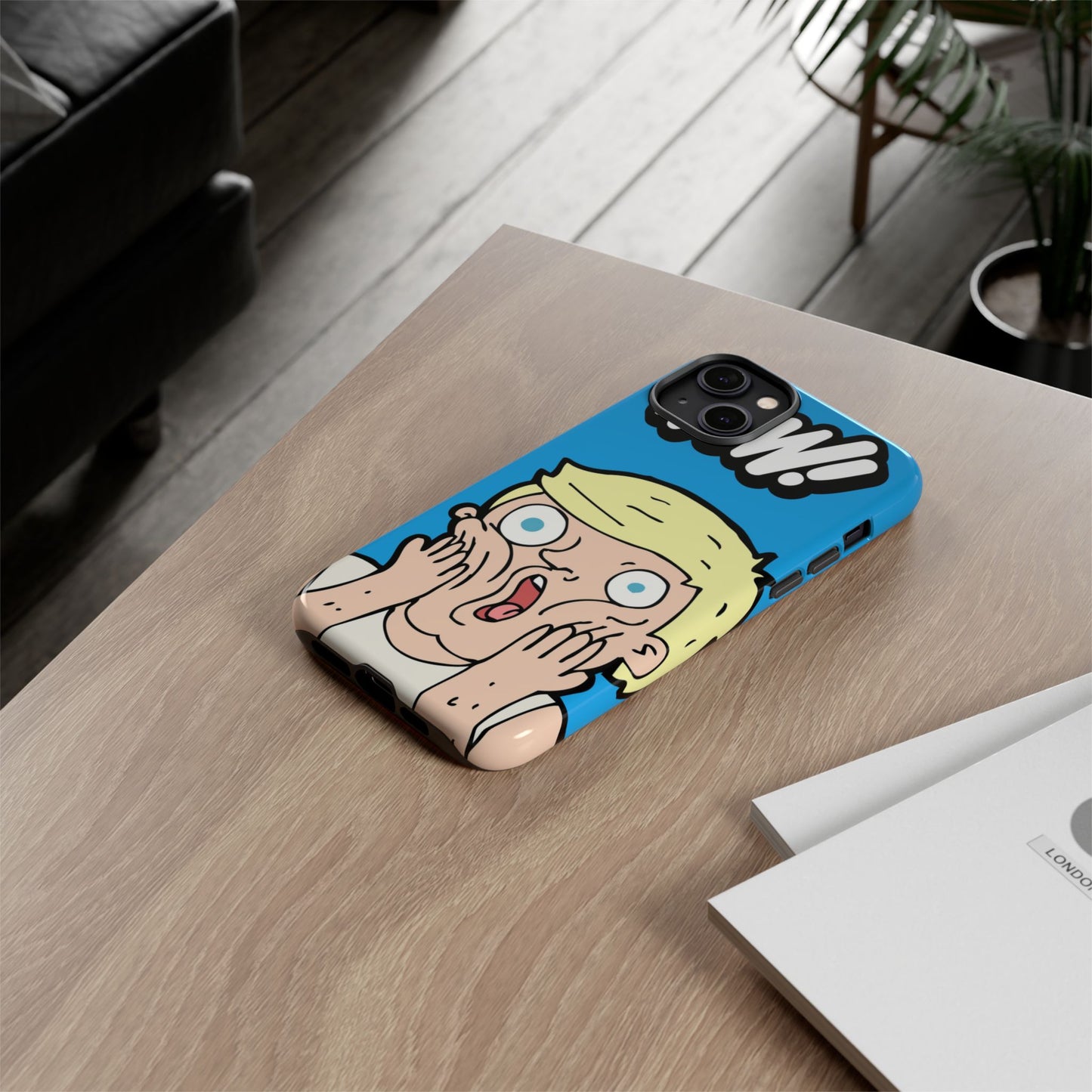 Blue Illustrated Shocked Man Phone Case