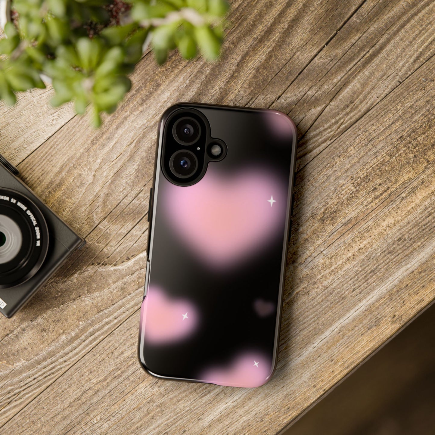 Black and Pink Blurry Heart Phone Case