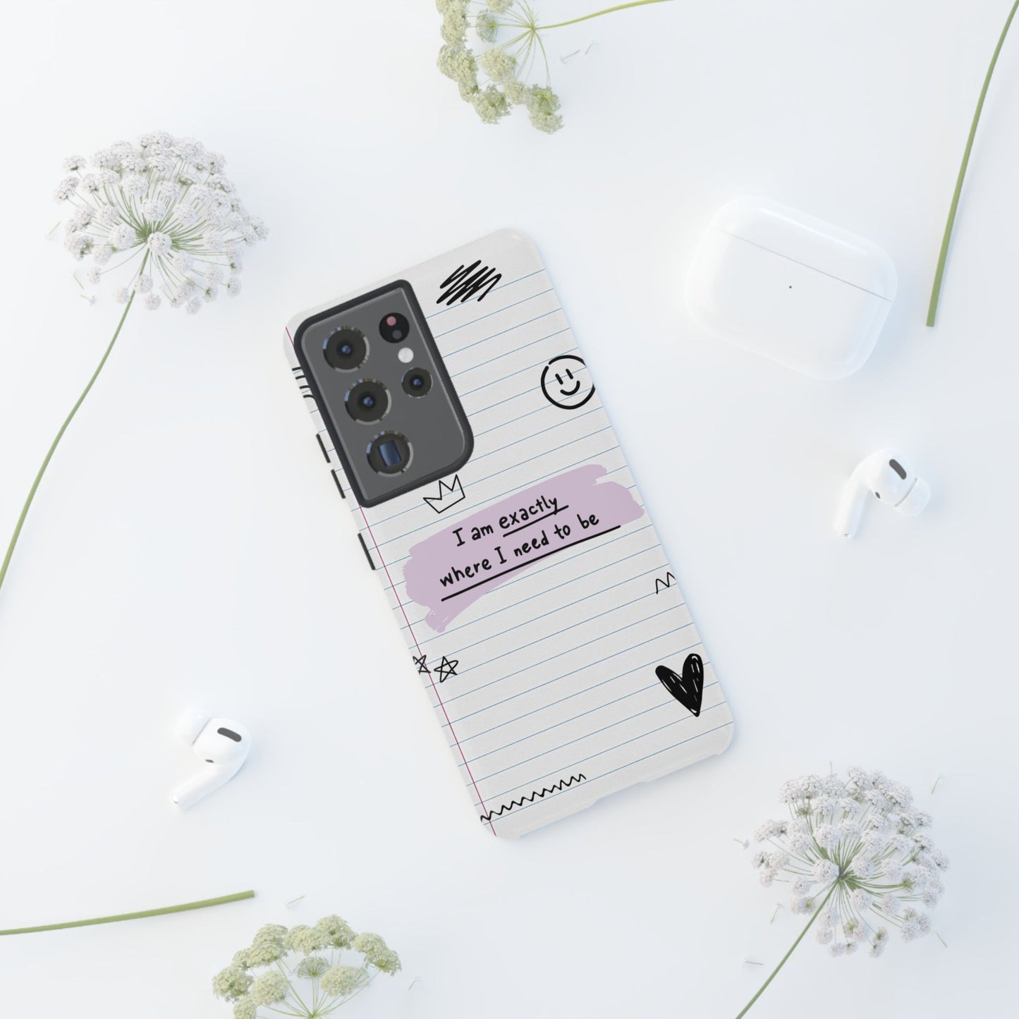 Self Affirmation Doodle Paper Phone Case