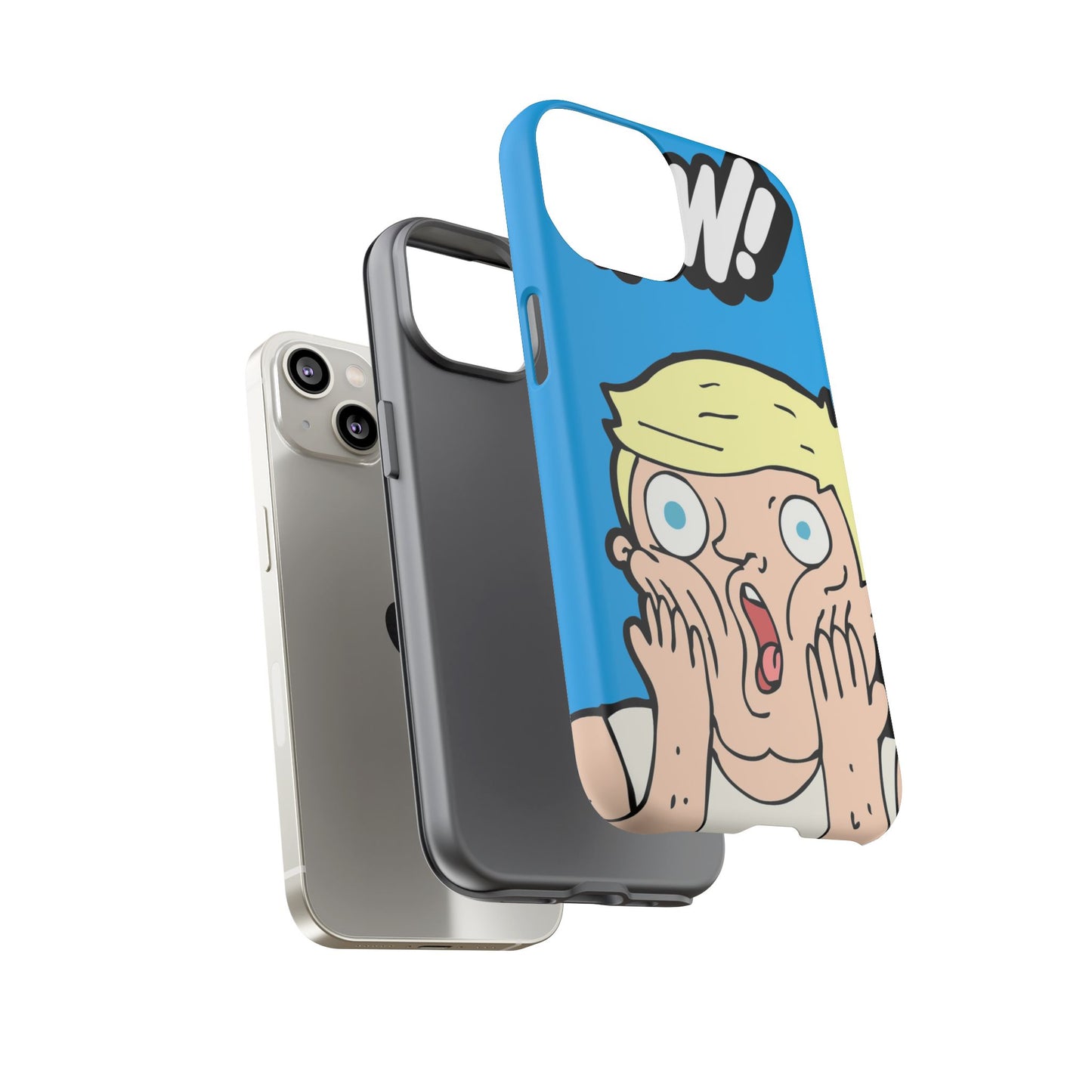 Blue Illustrated Shocked Man Phone Case