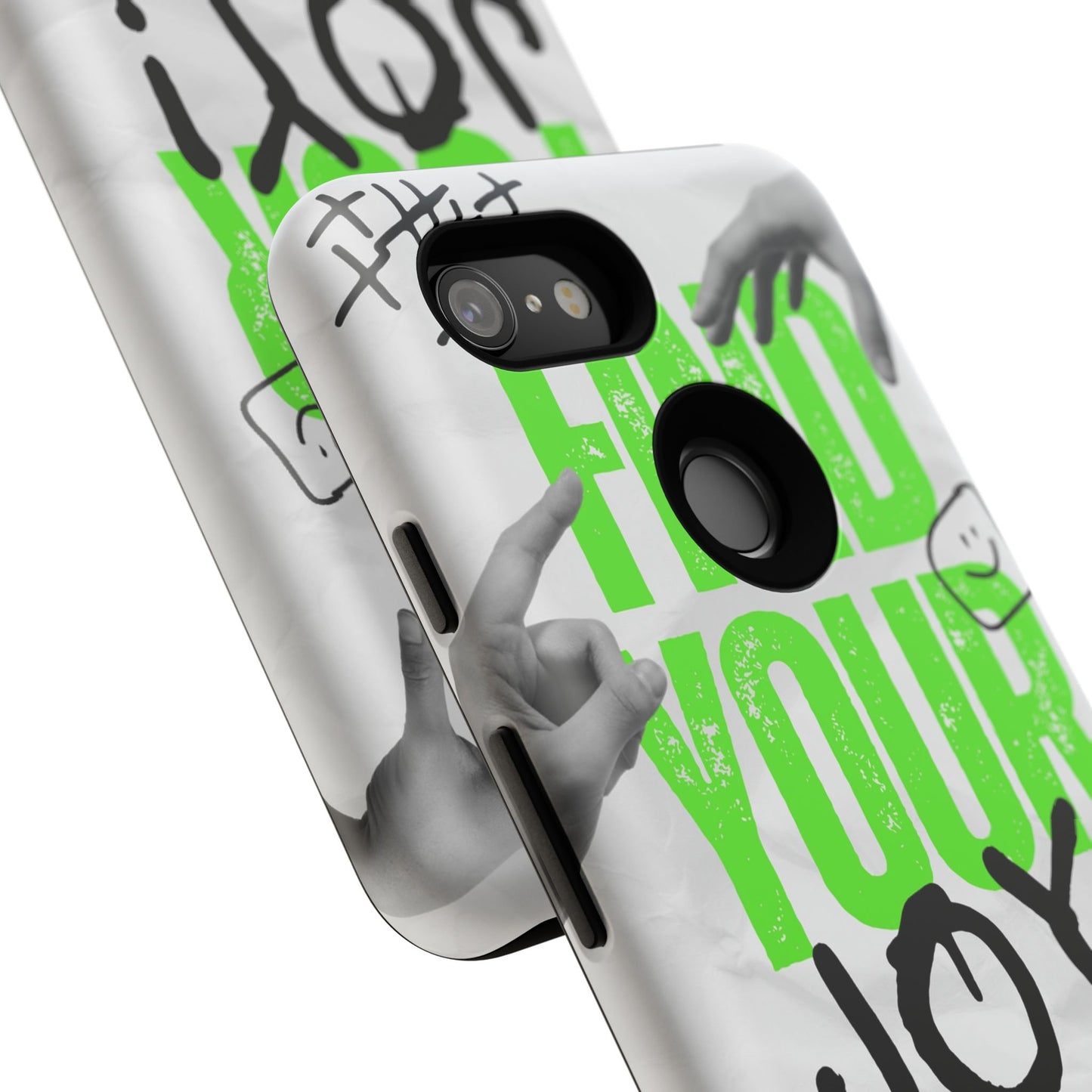 White Green Grunge Find Your Joy Phone Case
