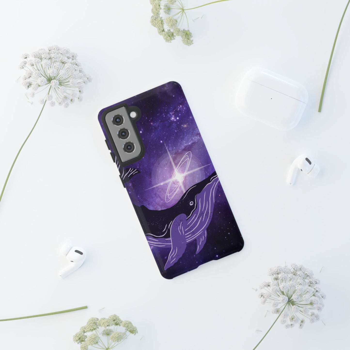 Purple Whale in Outer Space Phone Case