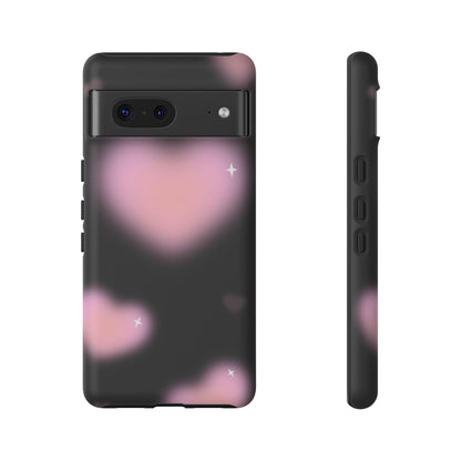 Black and Pink Blurry Heart Phone Case