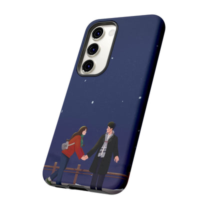 Blue Illustrated Couple and Night Sky Phone Case