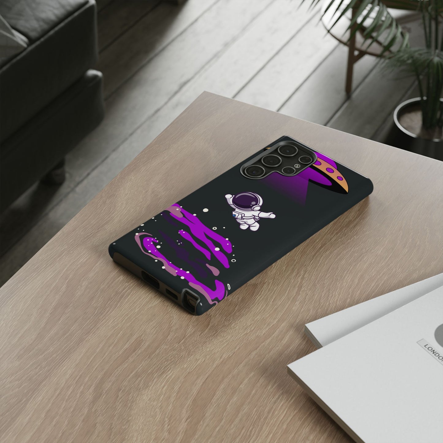 Black and Purple Minimalist Modern Space Phone Case