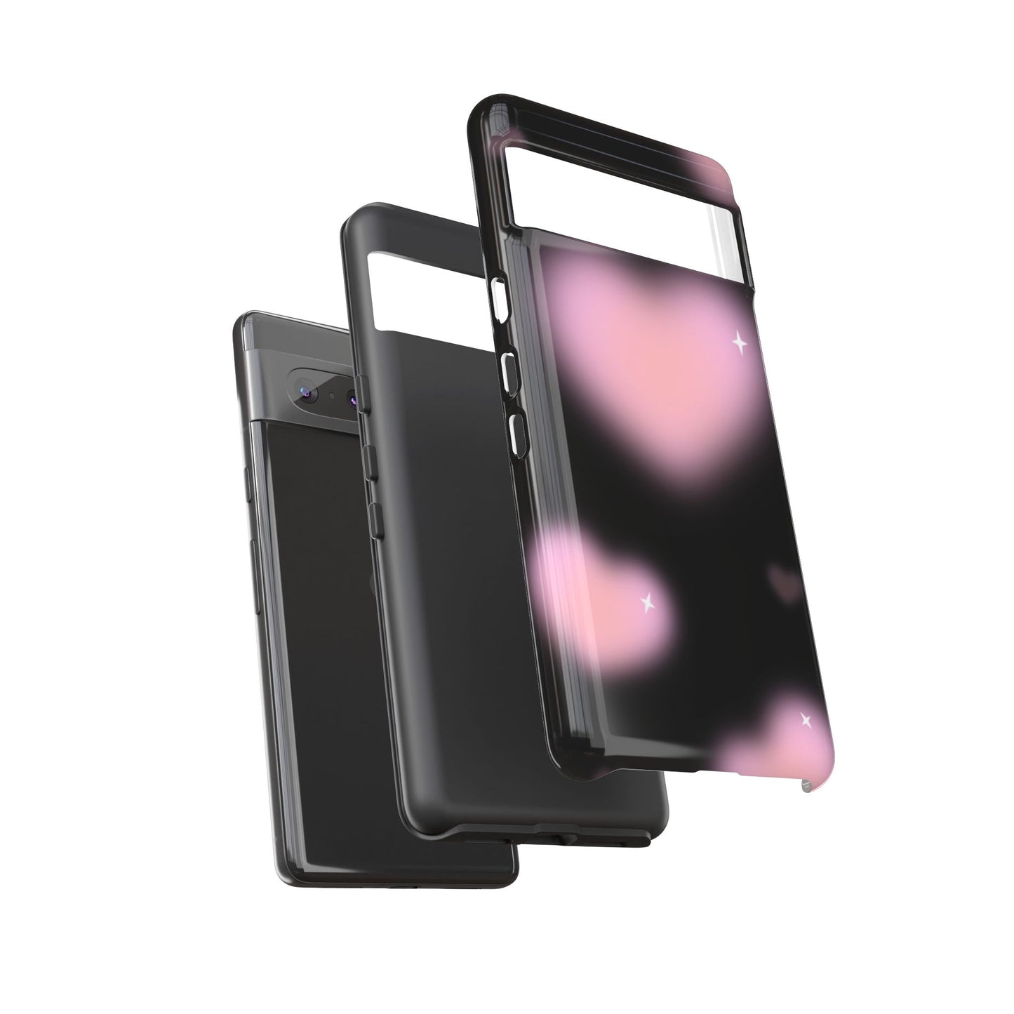 Black and Pink Blurry Heart Phone Case