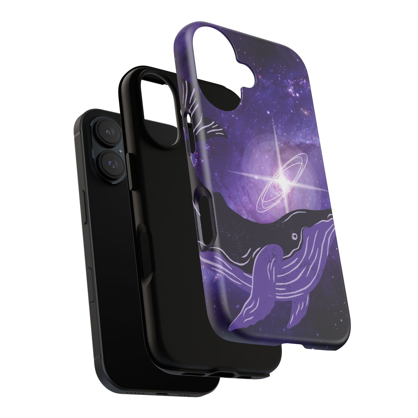 Purple Whale in Outer Space Phone Case
