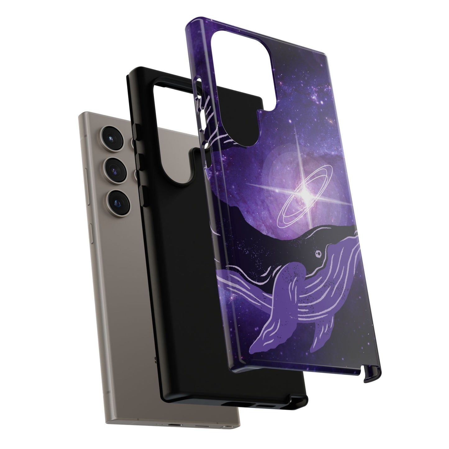 Purple Whale in Outer Space Phone Case