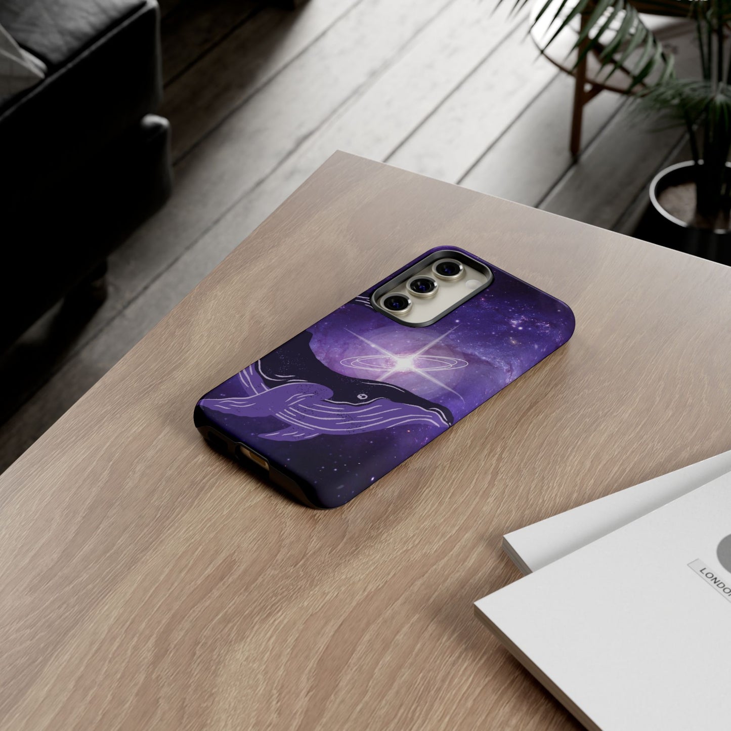 Purple Whale in Outer Space Phone Case