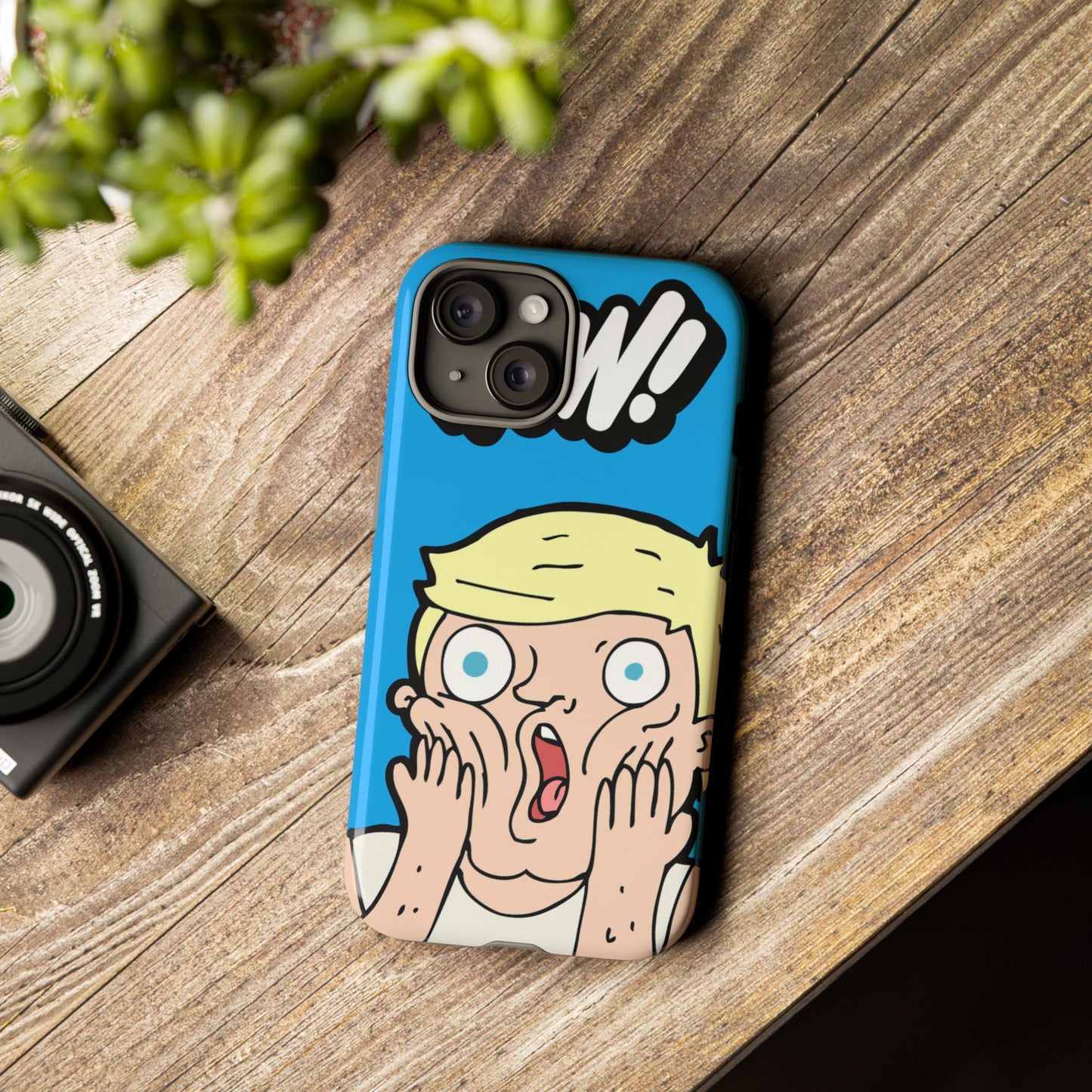 Blue Illustrated Shocked Man Phone Case