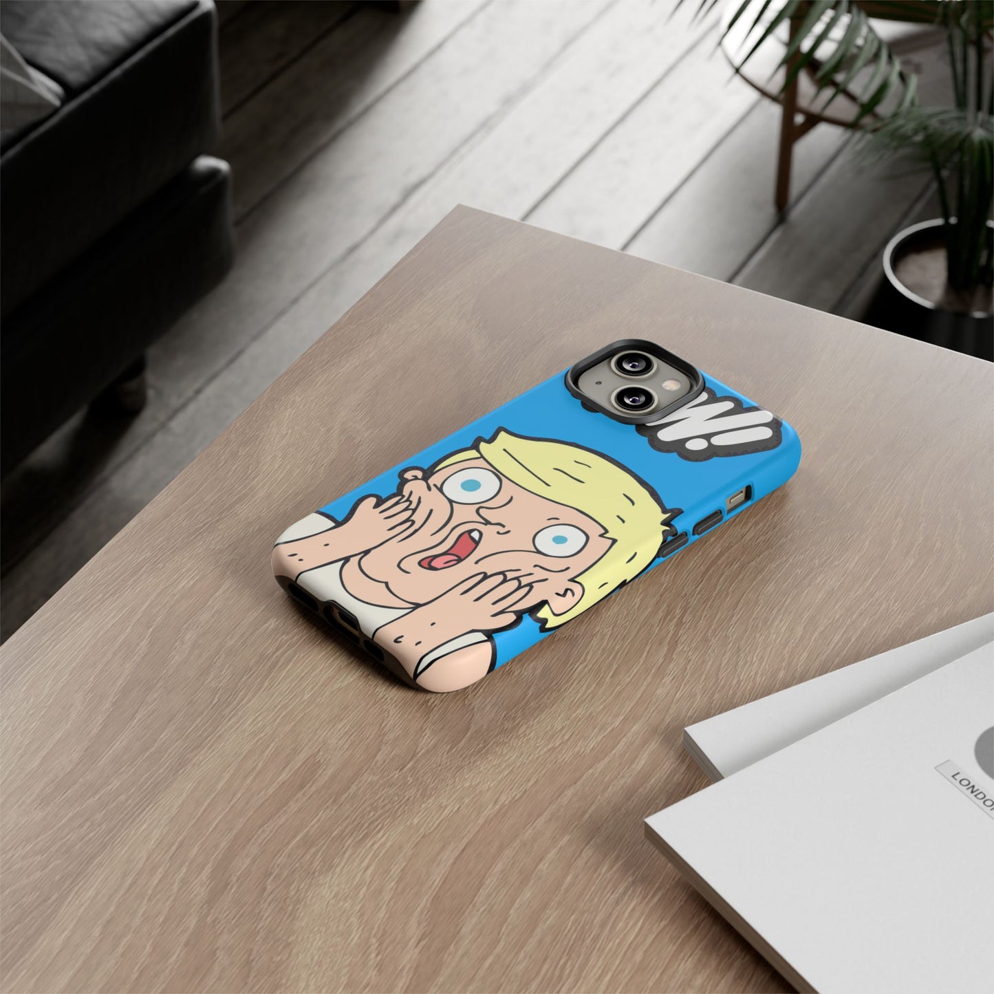 Blue Illustrated Shocked Man Phone Case