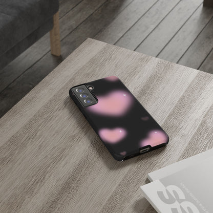 Black and Pink Blurry Heart Phone Case