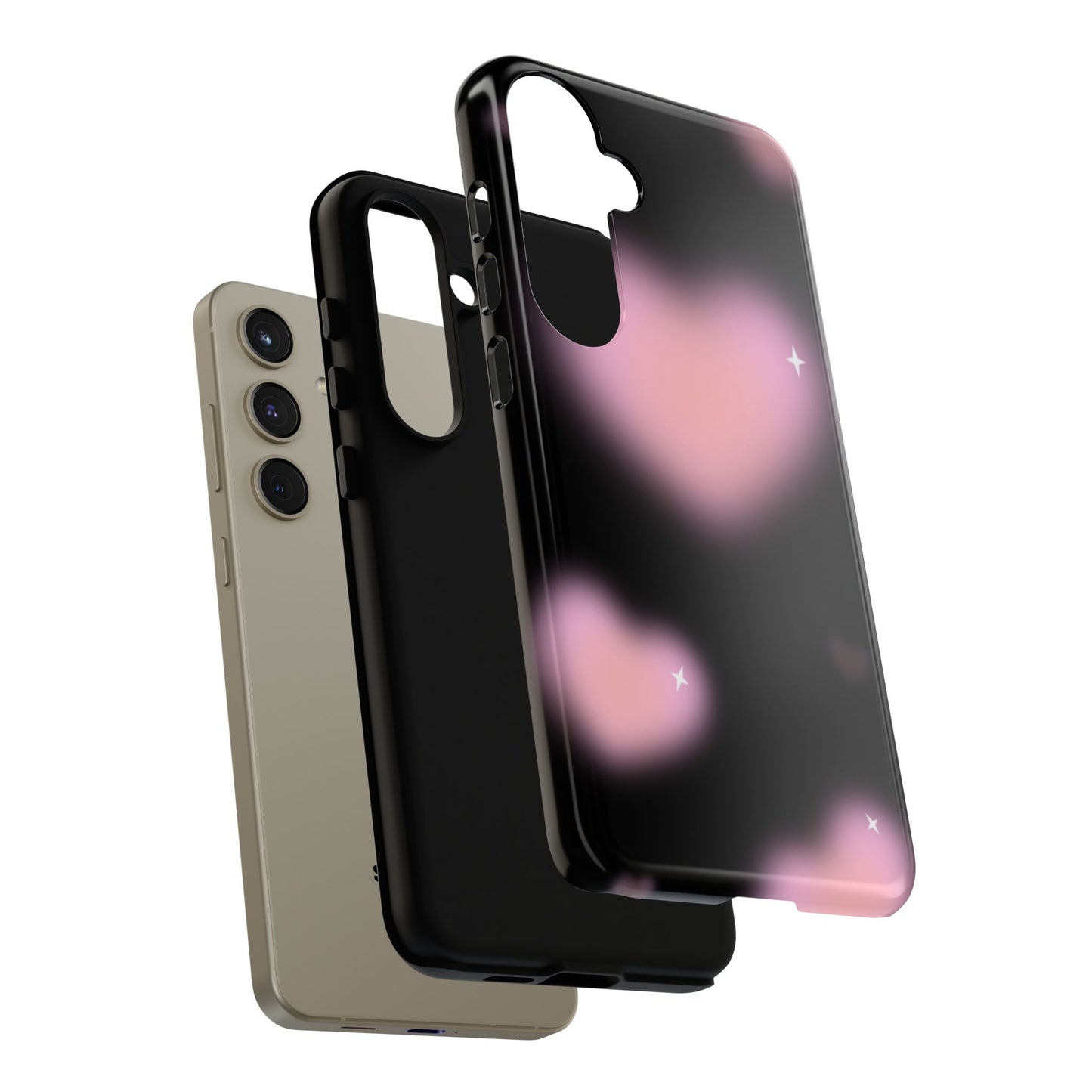 Black and Pink Blurry Heart Phone Case