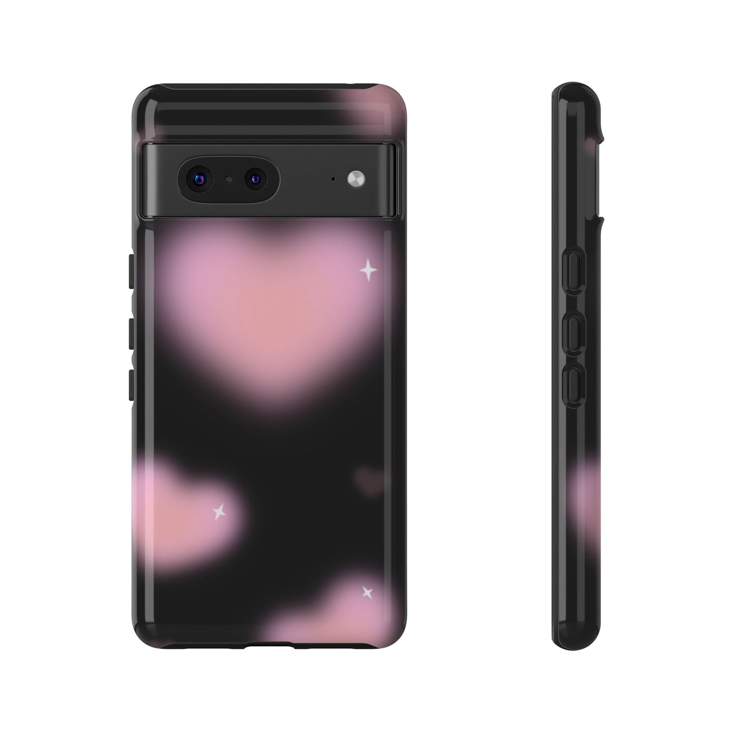 Black and Pink Blurry Heart Phone Case