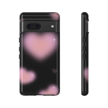 Black and Pink Blurry Heart Phone Case