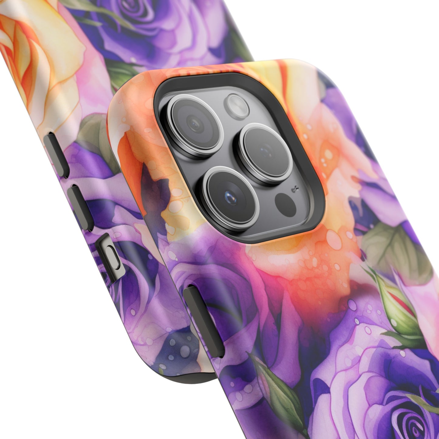 Vibrant Purple and Gold Floral Pattern Magnetic iPhone Case