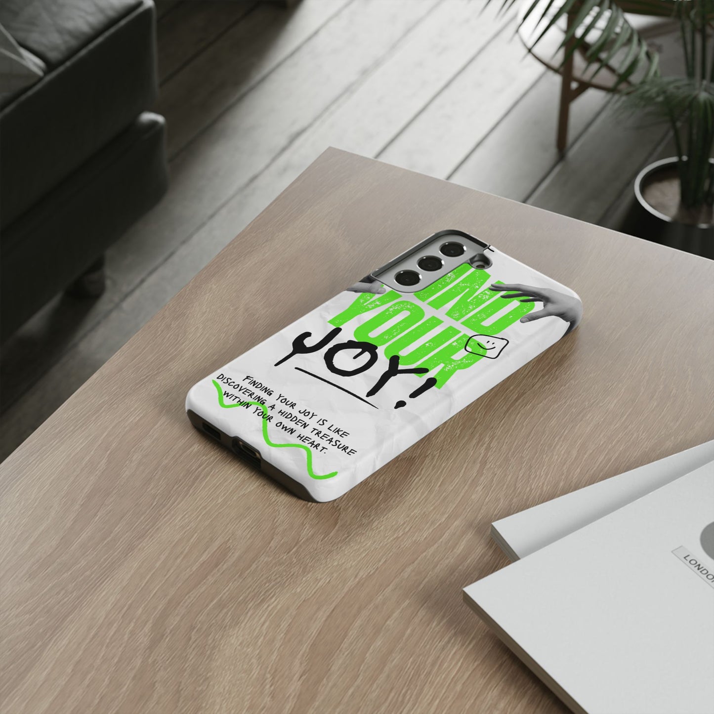 White Green Grunge Find Your Joy Phone Case