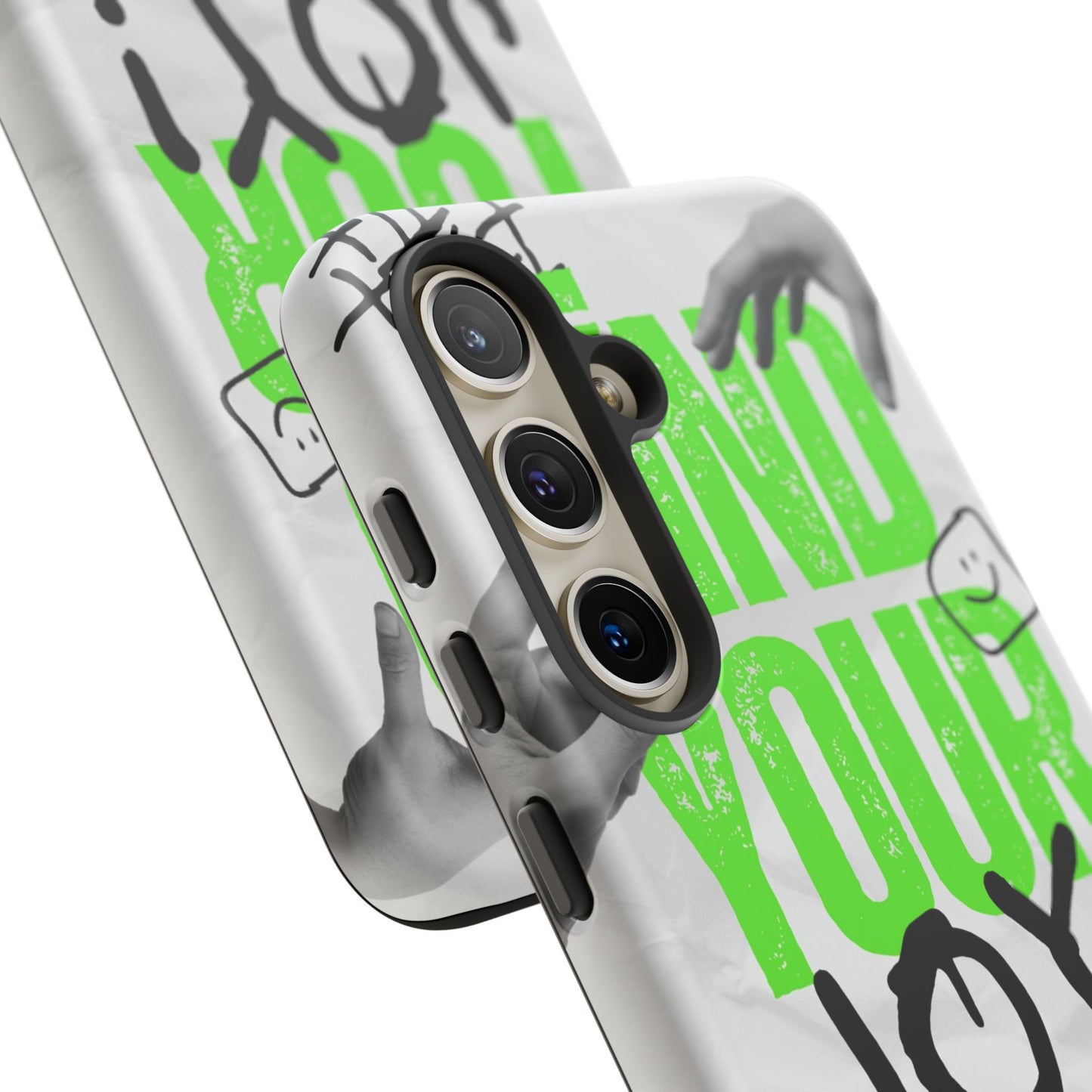 White Green Grunge Find Your Joy Phone Case