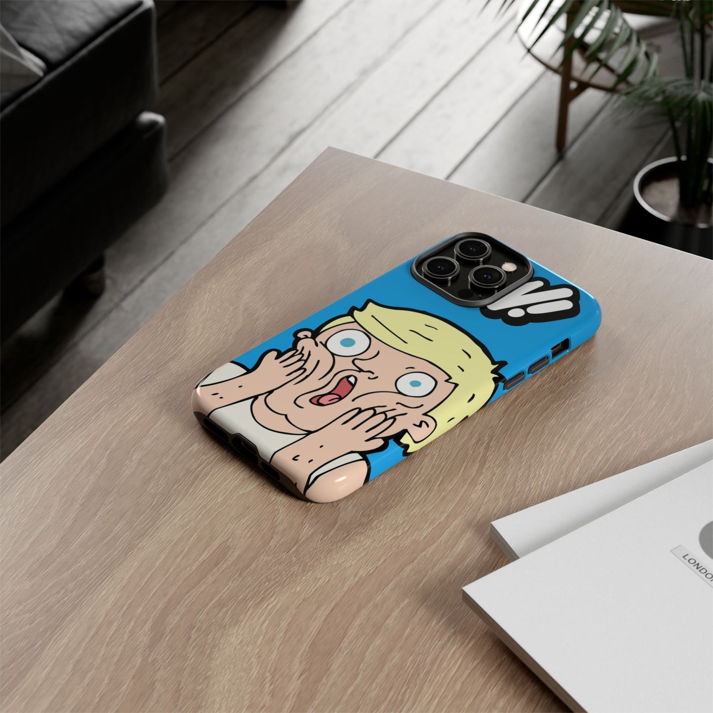 Blue Illustrated Shocked Man Phone Case