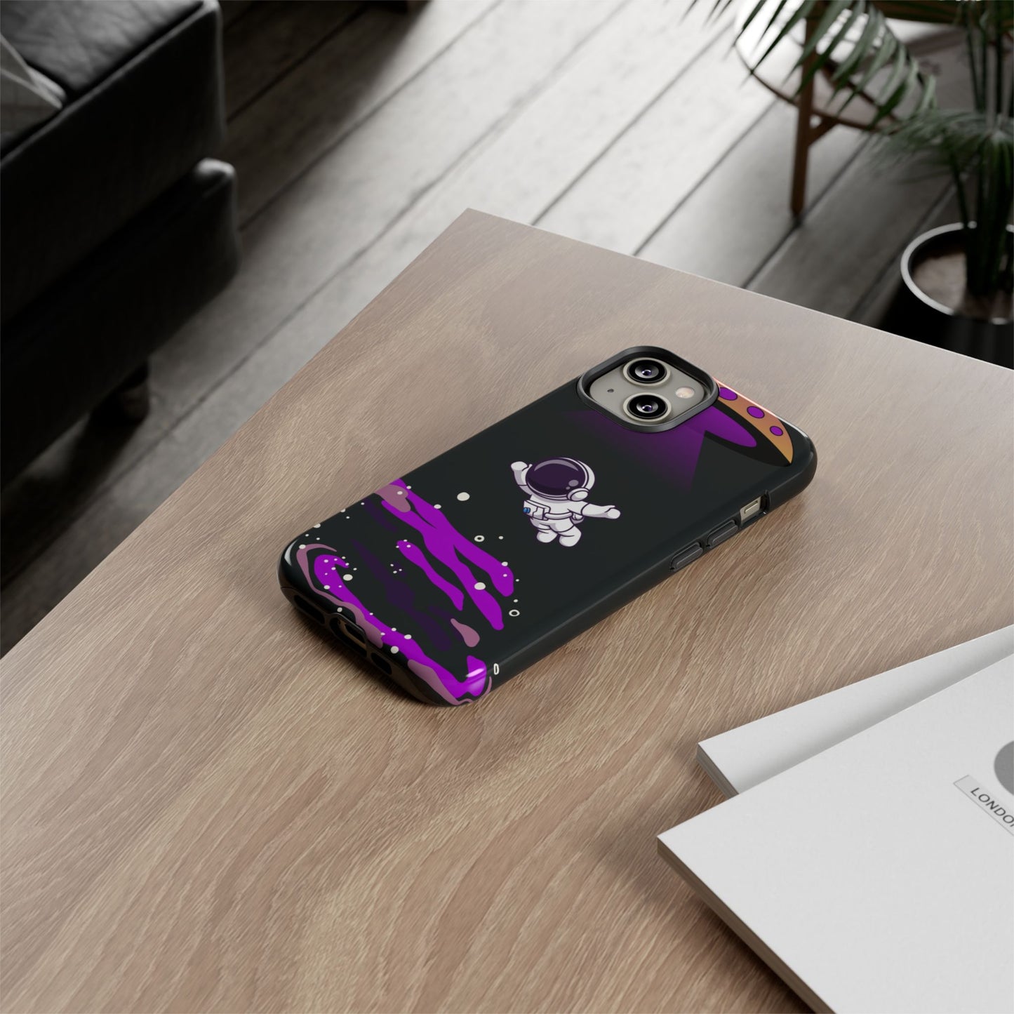 Black and Purple Minimalist Modern Space Phone Case