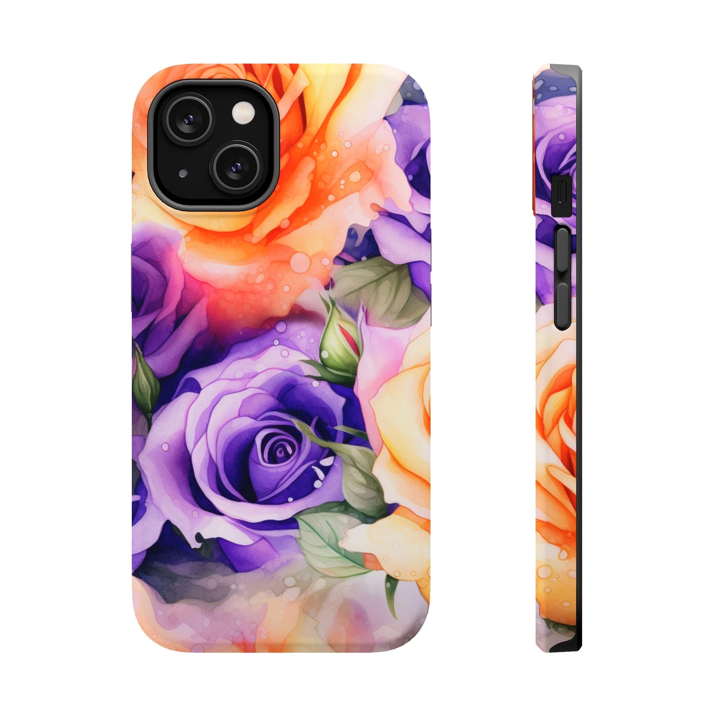 Vibrant Purple and Gold Floral Pattern Magnetic iPhone Case