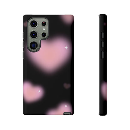 Black and Pink Blurry Heart Phone Case